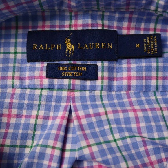 Ralph‎ Lauren Men Plaid Blue Pink Button Down Shirt Pony Long Sleeve Medium M - Picture 8 of 8